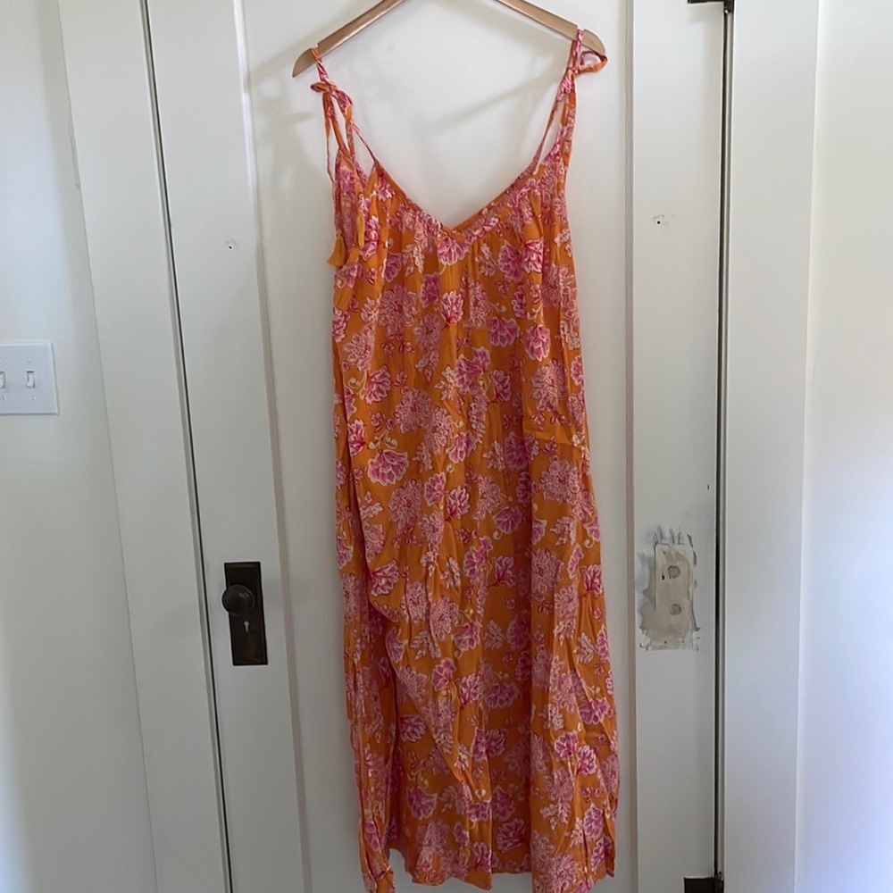 Orange and pink floral dress